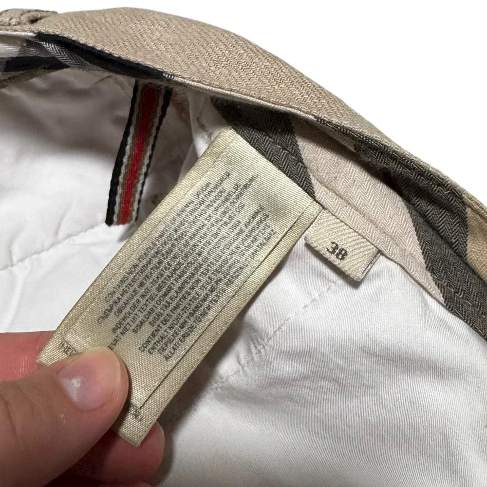 Burberry Brit Tan Straight Pleated Cotton Blend Pants Men's 38 FLAWS (38x31.25)‎